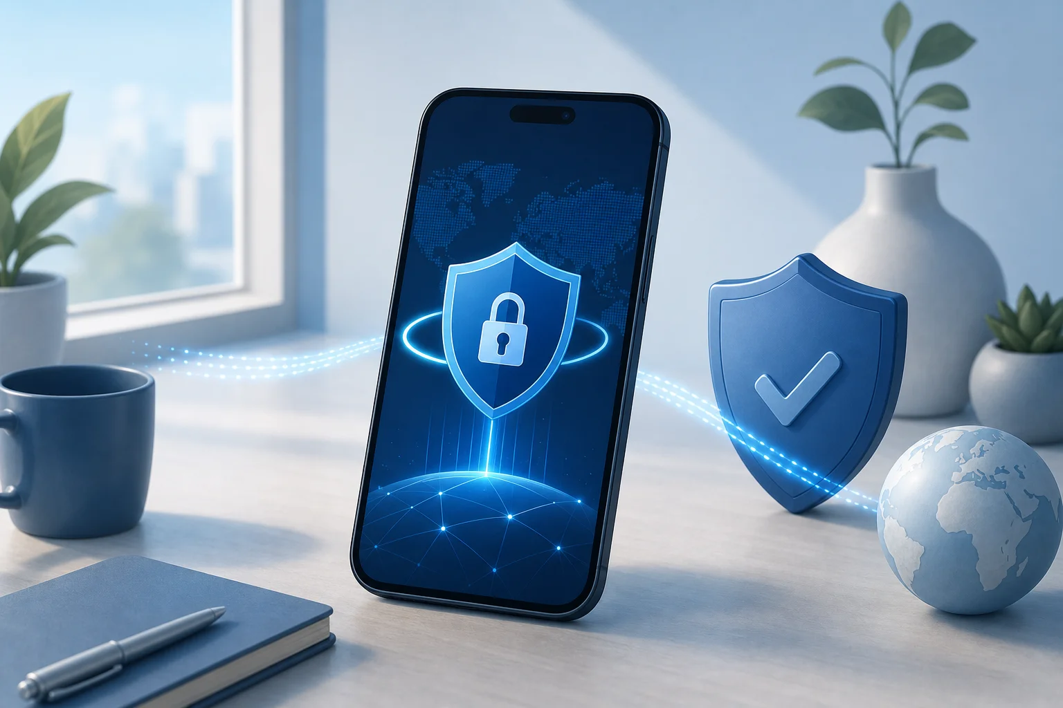Phone using a secure VPN connection