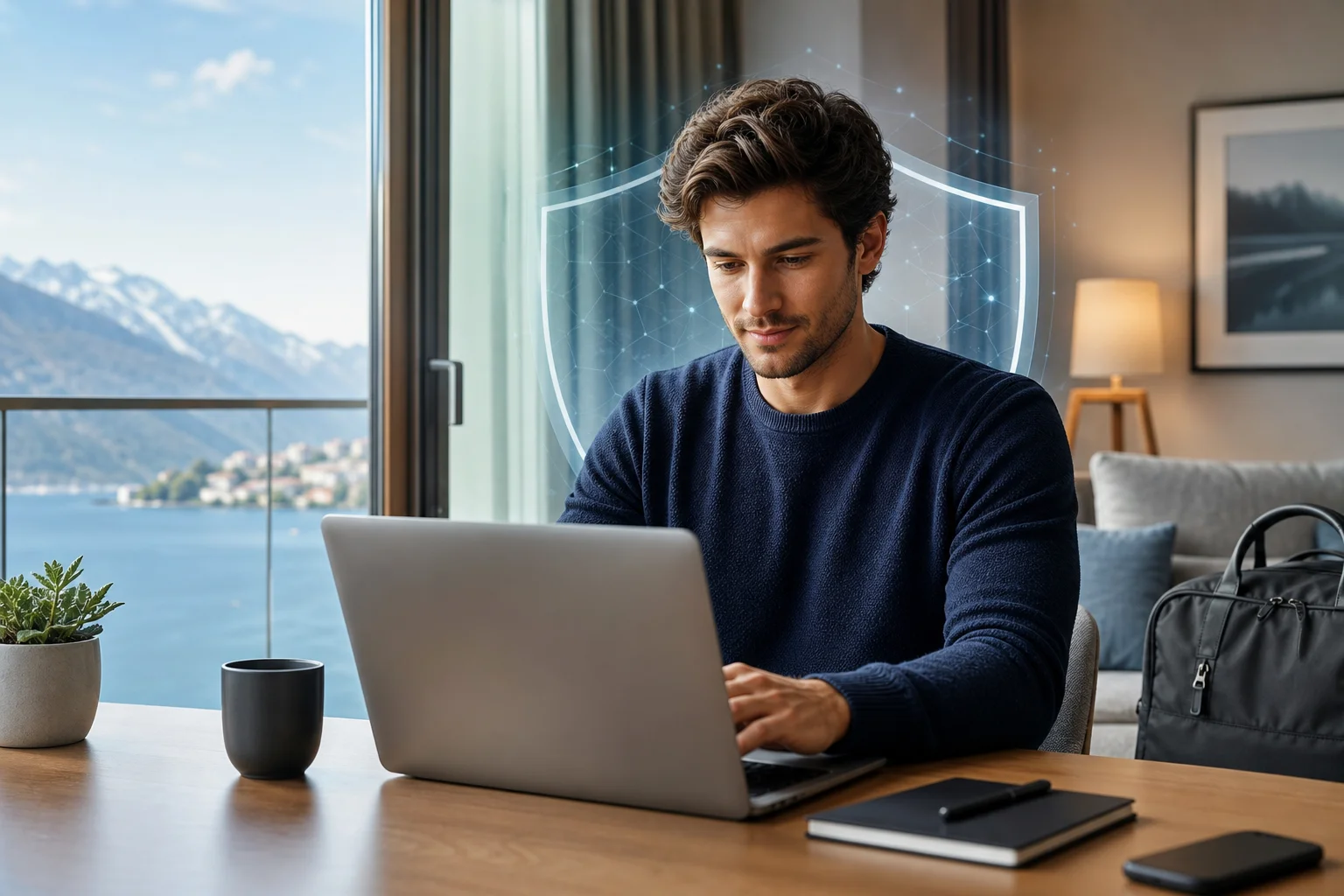 remote worker using anonymous VPN on computer