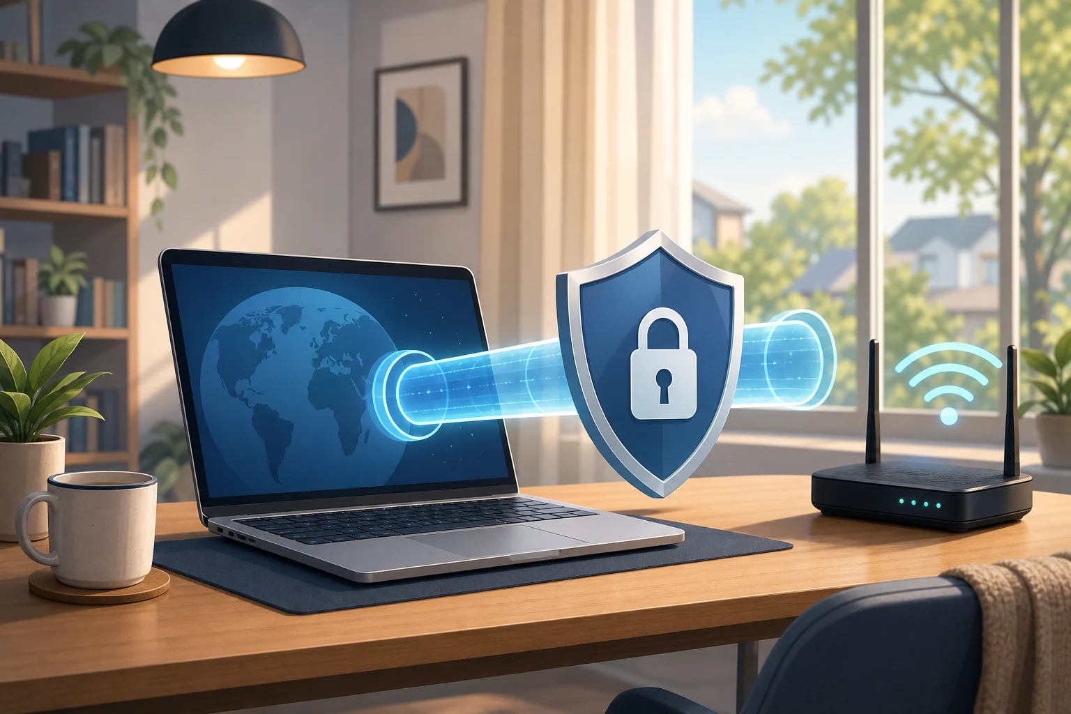 free VPN protecting home office Wi-Fi